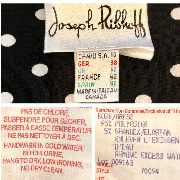 Joseph Ribkoff Knit Black & White Polka Dot Dress - Picture 8 of 8